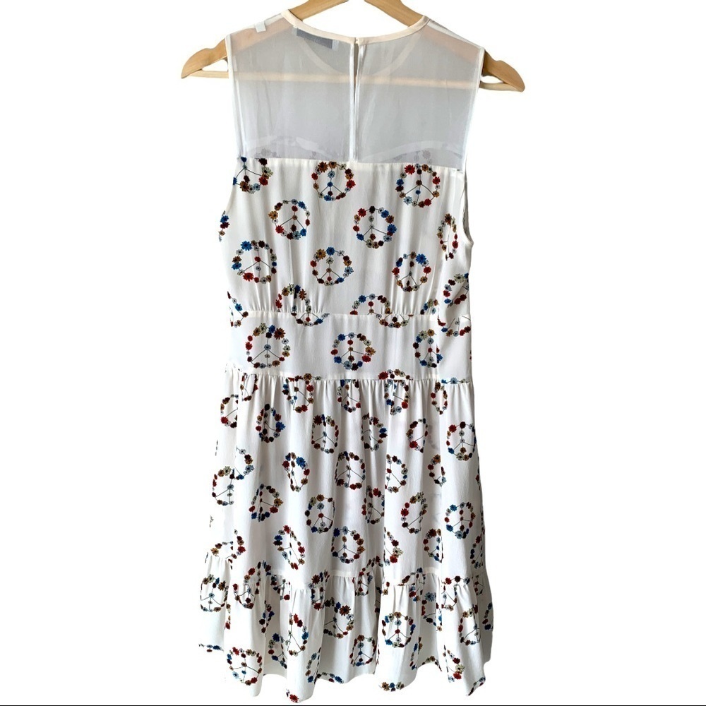 Sandro Paris 100% Silk Sleeveless Dress Floral Off White Mini Sheer Women's Sz 6 - Picture 3 of 13